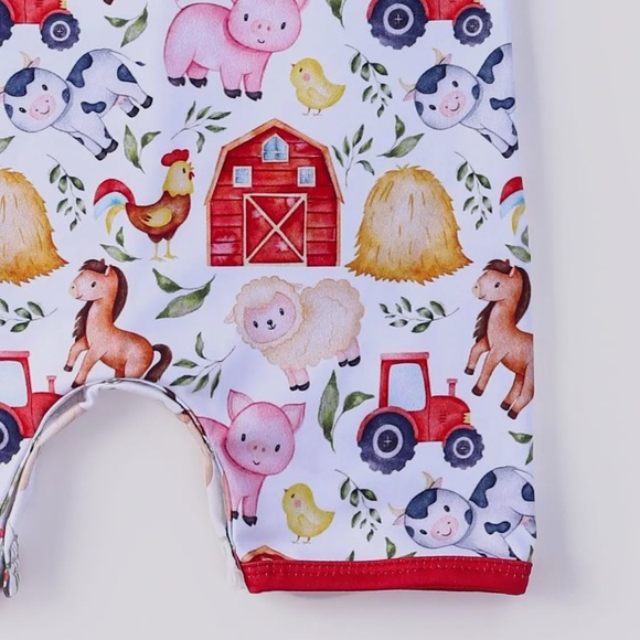 Clover Cottage Hay Farm Boy Baby Romper - Picture 3 of 3
